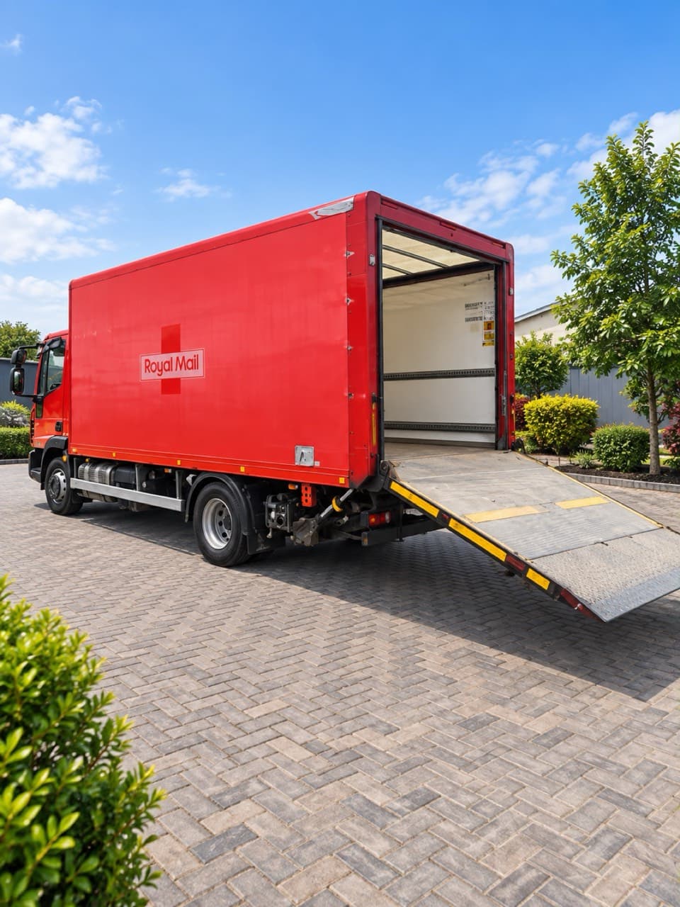 Side view showing the box body and tail lift